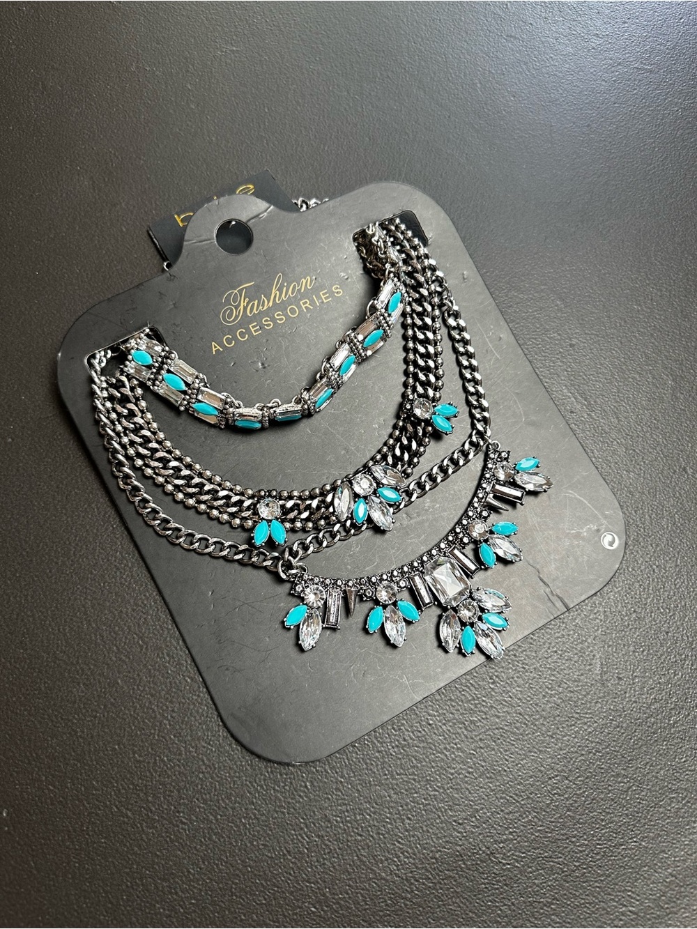 bebe Turquoise and Silver Layered Statement Necklace